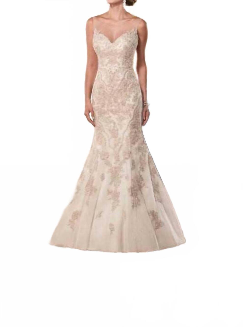 NEW STELLA YORK fit-and-flare wedding dress in champagne/gold